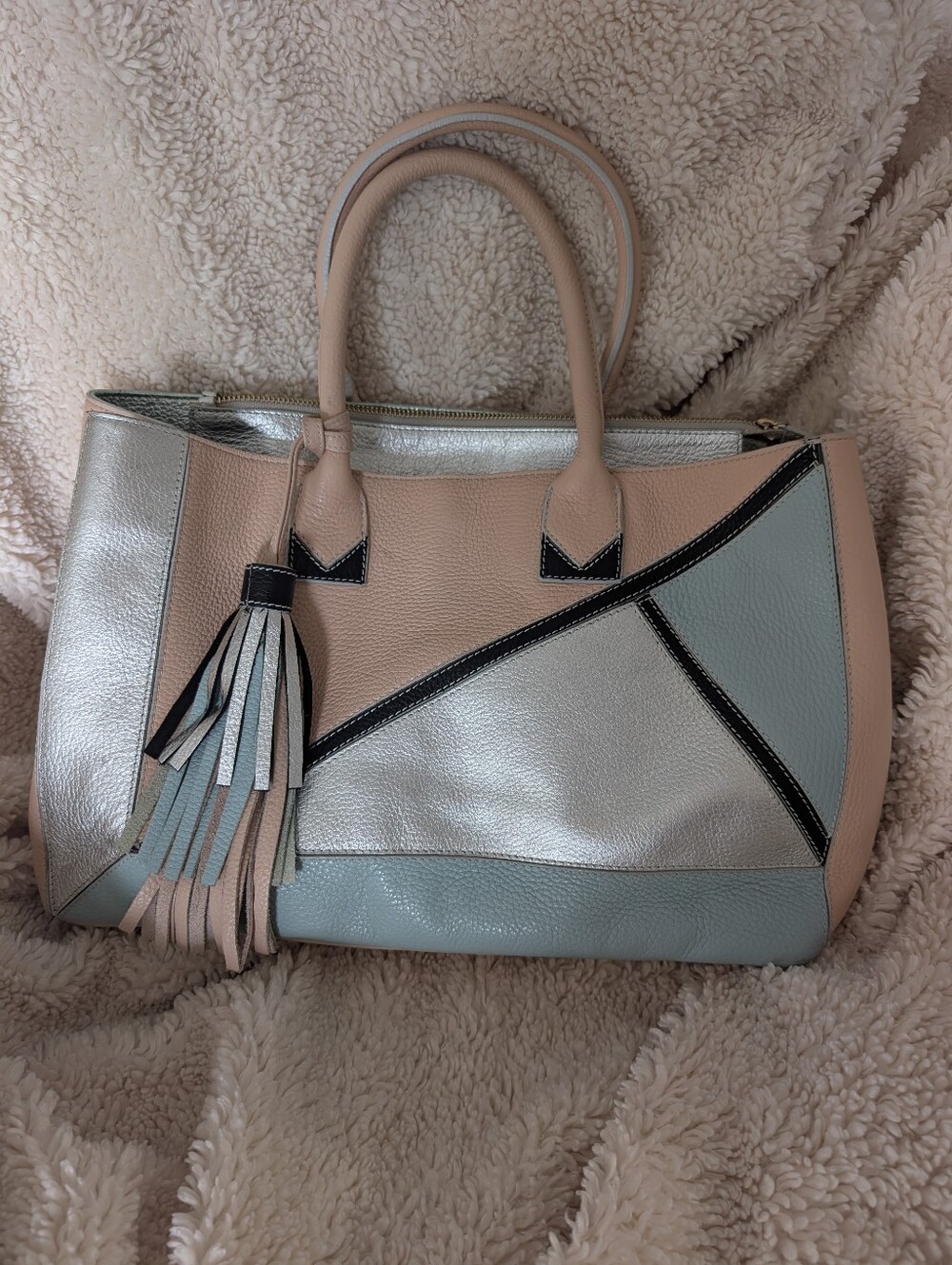 Vittoria Napoli Purse Pink Blue And Silver